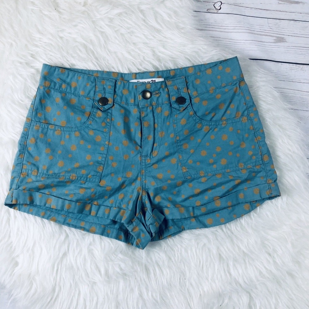 Forever 21 Blue Shorts With Yellow Flowers